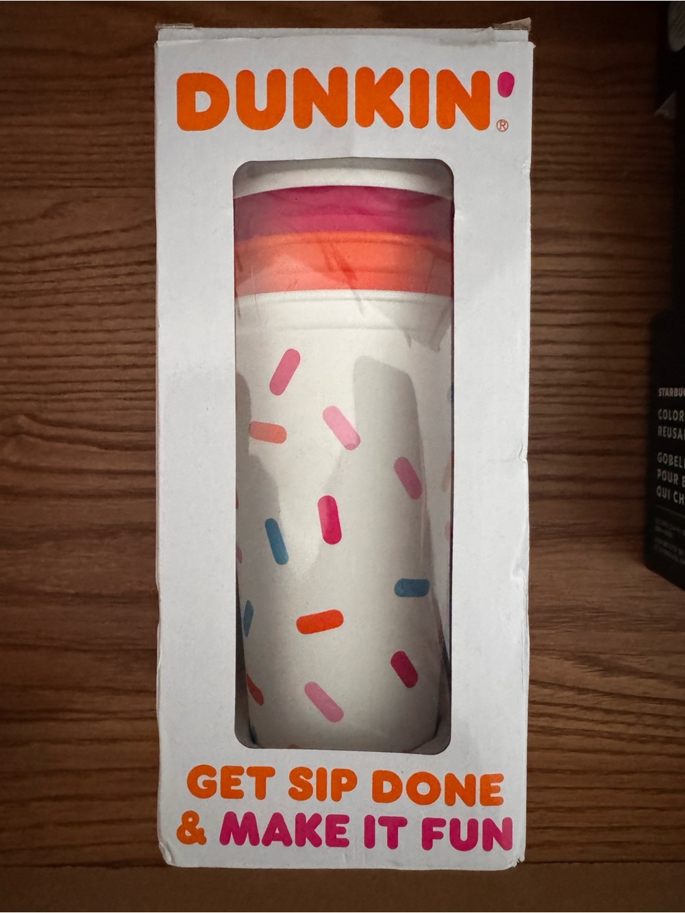 Dunkin' Pink & Orange Sprinkle Reusable Tumbler